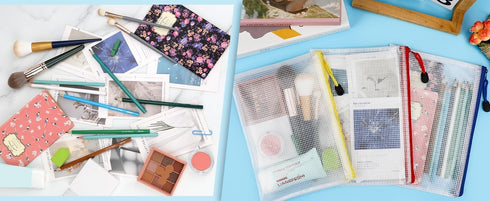 Unifizz B8 Plastic Wallets Folder, Zip Lock Bags, Waterproof Clear Mesh Zipper Pouch Document Bag, White