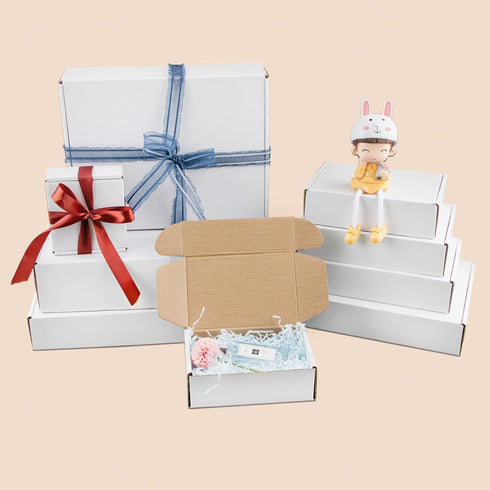 Golden State Art, 8x6x3 White Shipping Boxes, Durable Corrugated Boxes for Small Business Mailing, Pack of 26
