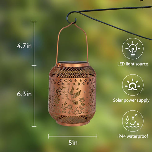 Hummingbird Hummingbird Solar Lanterns Outdoor Waterproof, Birthday Gifts for Women Mom Grandma, Metal Hanging Solar