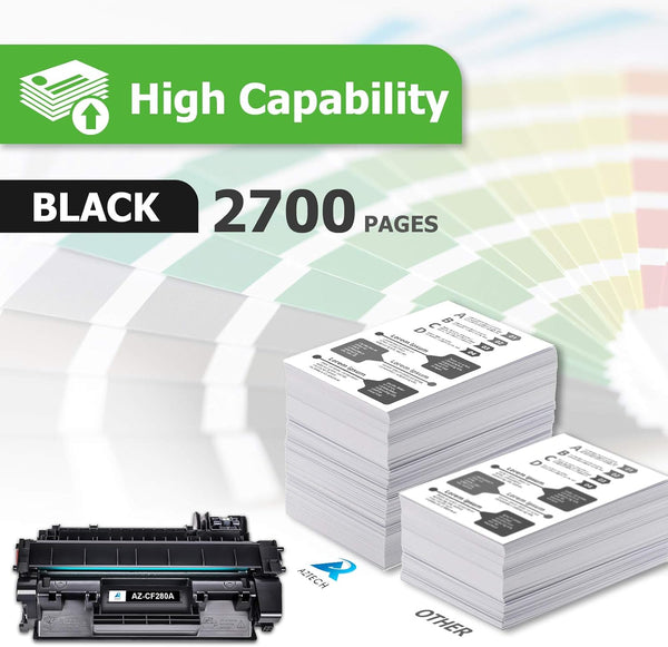 Aztech Compatible Toner Cartridge for HP 80A CF280A 80X CF280X, 2-Pack for HP Pro 400 Printers