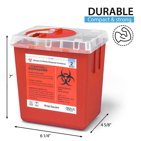 Sharps Containers for Home and Professional Use, 2 Quart Needle Disposal Containers (3 Pack)