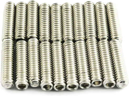 20PCS 1/4-20x1" Hexagon Socket Set Screws, 304 Stainless Steel Full Thread Cup Point Grub Screws