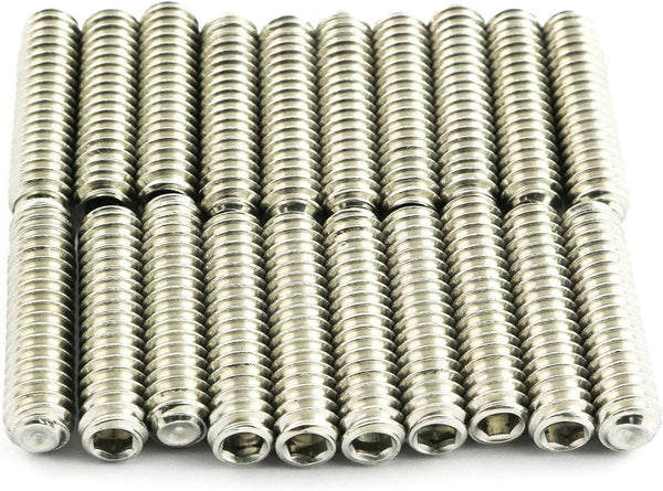 20PCS 1/4-20x1" Hexagon Socket Set Screws, 304 Stainless Steel Full Thread Cup Point Grub Screws
