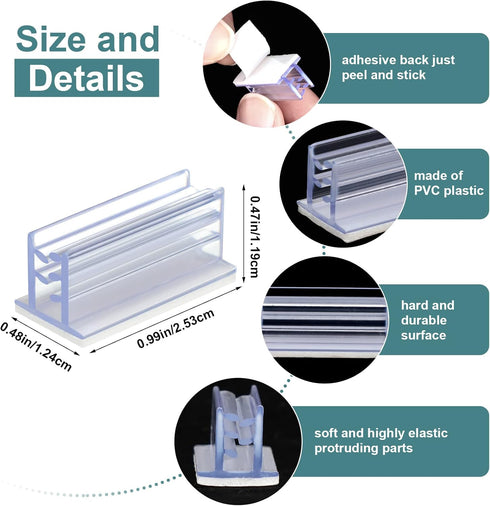 Self Adhesive Sneeze Guard Holder Acrylic Panels Holder Name Tag Holders for Desks Classroom Ticket Sign Holder Adhesive Clips for Fastening Tags Cards Receipts Photos 1 x 0.5 x 0.5''
