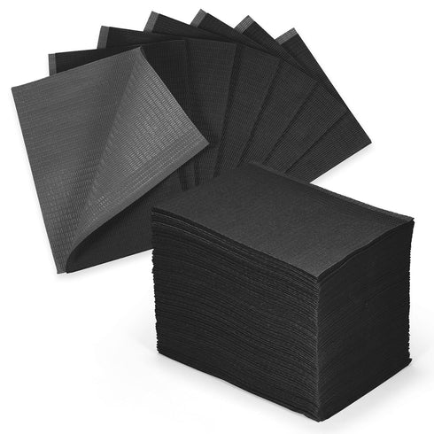 Black Dental Bibs Disposable 50 Pack Waterproof Dentist Bibs Sheet with No