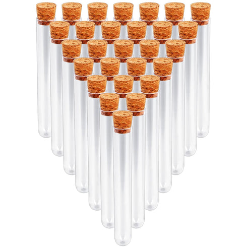 28PCS Clear Plastic Test Tubes with Lids, 15x100mm (15ml) Vials with Seal Cap for Sample, Science Party, Laboratory