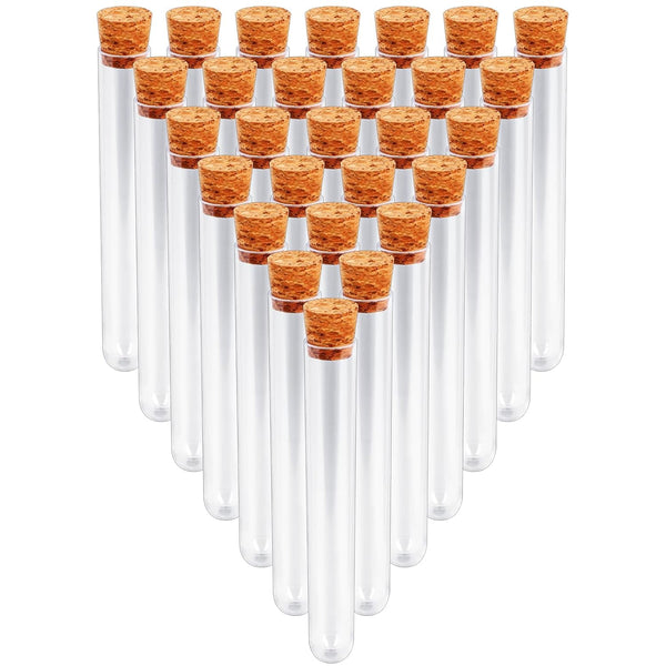 28PCS Clear Plastic Test Tubes with Lids, 15x100mm (15ml) Vials with Seal Cap for Sample, Science Party, Laboratory
