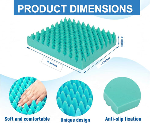 Gilbins Convoluted Egg Crate Foam Chair Cushion, Seat Cushion, Car Seat Cushion, Office Chair Cushion or Wheelchair