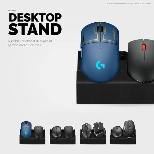 BRAINWAVZ Desktop Dual PC Mouse Stand Holder - Suitable for Gaming & Office Mice, Organize Your Work Space