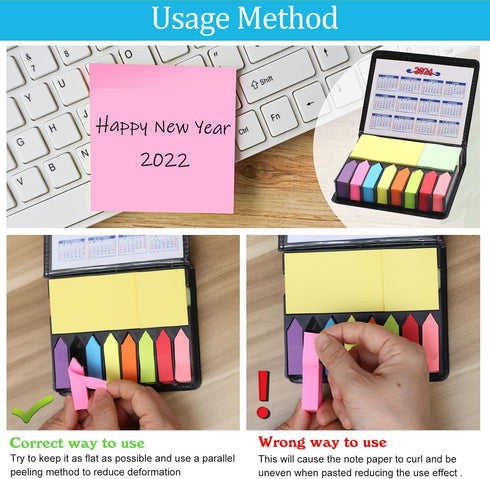 Sticky Notes Tabs for Page Markers, 2000 Pieces Arrow Index Page Flags with PU Box for Annotating Books