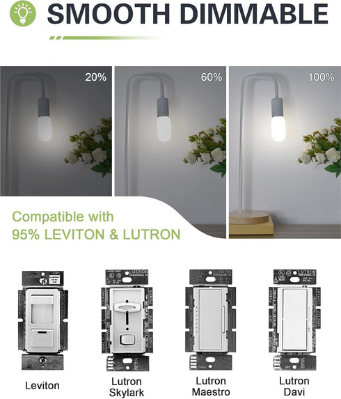 Dimmable E26 Bulb 40W E26 Bulbs 4W 5000K E26 Bulb AC120V 400lm T14 T45 Bulb 6 Pack Frosted LED Equivalent Light