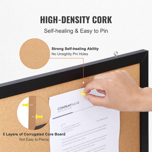 VEVOR Cork Board for Walls, Double-Sided 24'' x 18'' Bulletin Board with Framed for Office Home