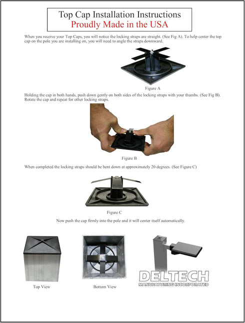 Deltech Manufacturing 3-3/4" Round Light Pole Top Cap- Black Plastic
