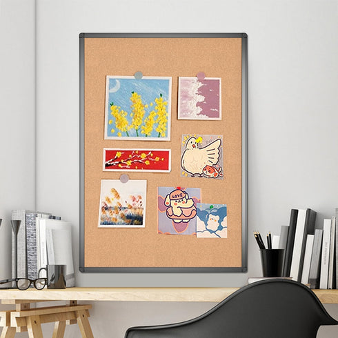 VIZ-PRO Cork Bulletin Board 36 X 24 Inches, Cork Notice Board with Black Aluminium Frame