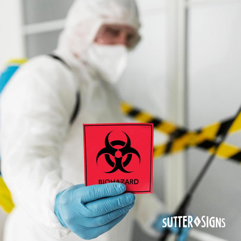 Biohazard Stickers Signs by Sutter Signs (Pack of 10) | Decals for Labs, Hospitals, and Industrial Use