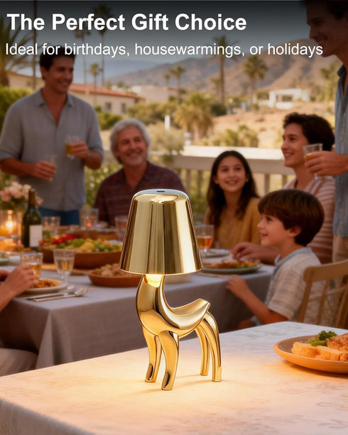 WAJIAWAQIAO 3 Dimming, 1800mAh Deer Cordless Table Lamp, Touch Control Bedside Night Light with Colors & Stepless