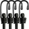 Heavy Duty Bungee Cords with Hooks, 24inch 4Pcs Elastic Straps for Securing Tarps, Luggage, Tents, Bikes (Black)