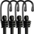 Heavy Duty Bungee Cords with Hooks, 24inch 4Pcs Elastic Straps for Securing Tarps, Luggage, Tents, Bikes (Black)