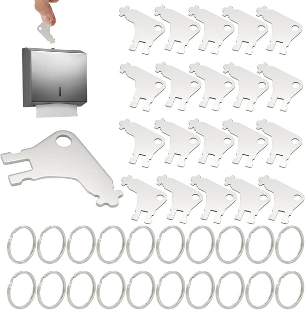 ISTOOLCO 20 PCS Paper Towel Dispenser Key, with 20 Metal Rings Suitable Key