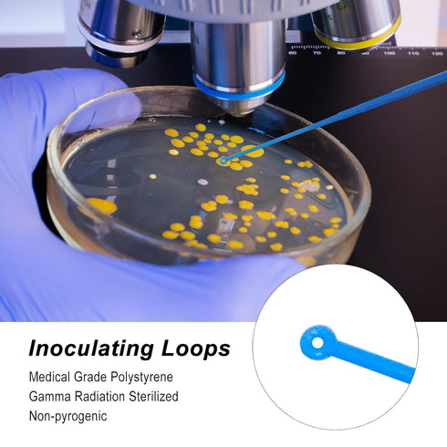 Biologix 100Pcs 1ul Disposable Inoculating Loop, Gamma Sterile Plastic Sampling Rod for Cell Biology Lab Supplies