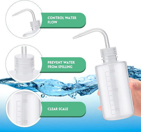 Norme 30 Pcs Tattoo Wash Bottle, 250ml Plastic Squeeze Bottle for Lab Cleaning, Water Tools, Plant Irrigation