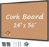 Board2by Cork Board Bulletin Board 24 x 36, Black Wood Framed, Large Wall Mounted Notice Pin Board with 16 Push Pins