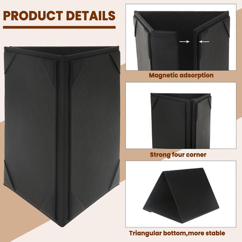 12 Pack 4x6 Inch, 3-Sided Table Tent Triangle Menu Holders PU Leather Menu Covers for Restaurant, Bar, Cafe, Wedding