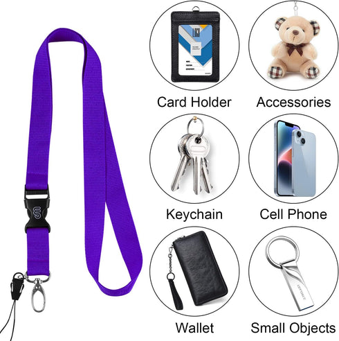 Wisdompro Office Lanyard, 5pcs 23 inch Polyester Neck Strap with Detachable Buckle for Phones, Purple