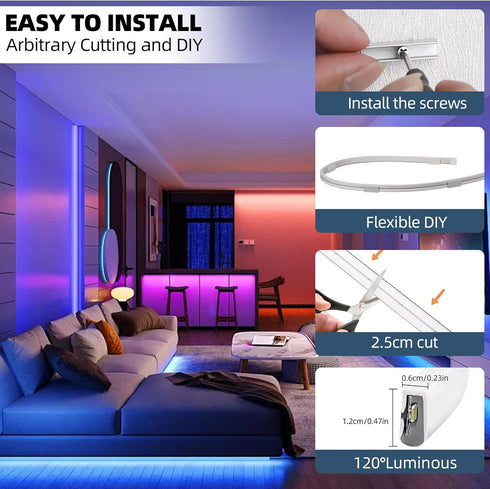 20 neon Rope Light Clips - Piece High - Quality Aluminum Neon Light Clips Kit Made of Durable Aluminum, Waterproof