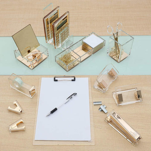 Clear Gold Toned Acrylic Stapler by DS DRAYMOND STORY - Fits Standard Staples (24/6 or 26/6) - Graduation Gifts Gold by DS DRAYMOND STORY