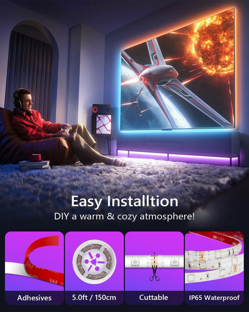 WILLED RGB LED Strip Lights, Under Bed Light Motion Activated Sensor, RF Remote Control with Timer, Color Changing