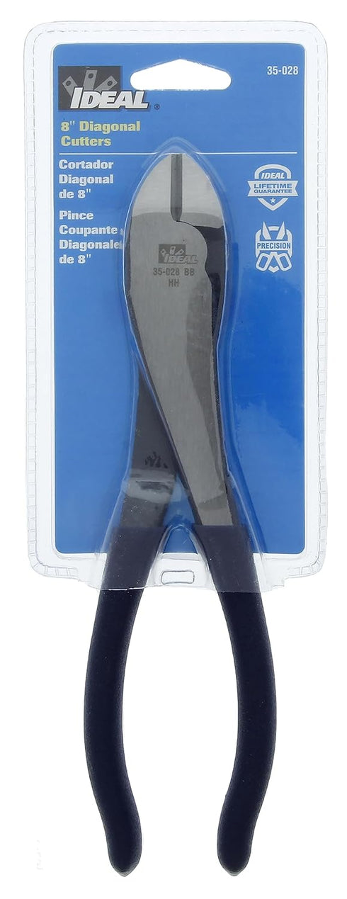 IDEAL Electrical 35-028 Diagonal-Cutting Plier, 8 in., Pliers with Knife-to-Knife Blades, Dipped Grip Handles