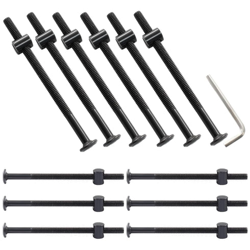 Murtenze 12-Pack M6 X 100mm Bunk Bed Bolts Black, Hex Drive Socket Furniture