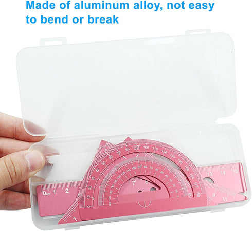 Moicstiy 4 Set, Pcs Triangular Ruler Aluminum Alloy Geometry Tools, Metal Drafting Ruler for Students, Draftsmen