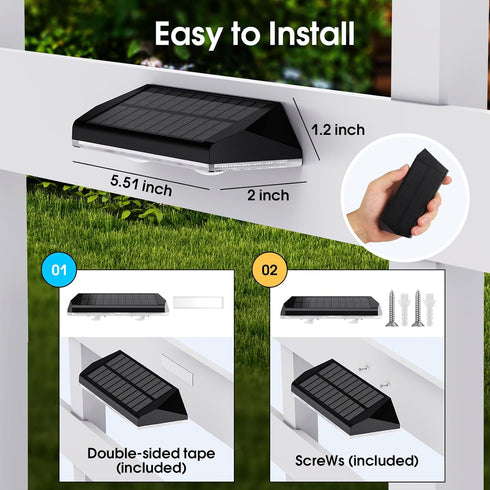 3 IP65 60 8 Pack AUDLES Solar Fence Lights Outdoor, Modes Warm/Neutral/Cool White Fence Lights Solar Powered