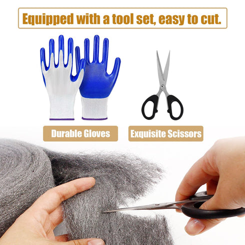 2Pack Steel Wool for Mice Control, 3.2"x10.5 ft Wool, Gap Filler for Home & Garage, DIY Bundle with Gloves & Scissors
