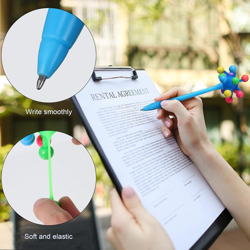 Toyvian 9 Pcs Stress Ball Ballpoint Pens, Fun Sea Urchin Shaped Pens, Cute Cartoon Ink Gel Pens for Christmas Gifts