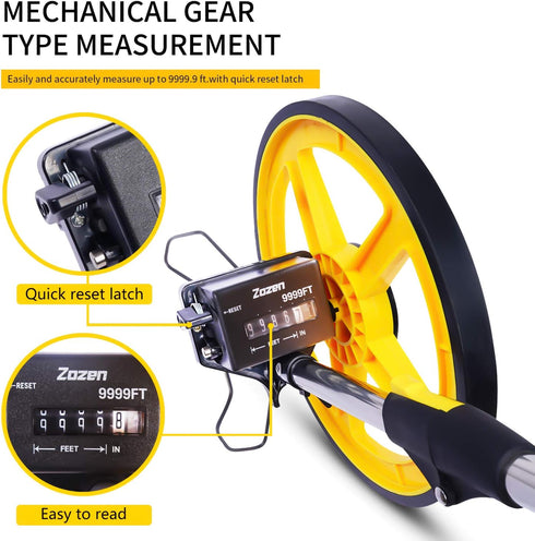 Zozen Folding Portable Distance Measuring Wheel for Professional Engineering, Measures Up to 10,000Feet
