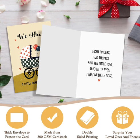 Qiliji Pregnancy Announcement Card, New Baby Announcement Card, Pregnancy Reveal Cards for Family Family, We Have a