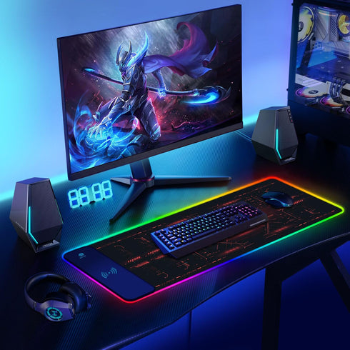ToLuLu RGB Gaming Wireless Charging Mouse Pad, 10 Light Modes LED Mouse Pad, Extended Large Desk Mat for Gaming