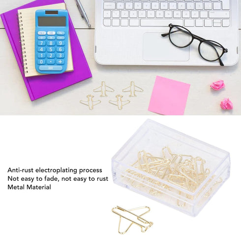 Zerodis Airplane Shaped Paper Clips, 100Pcs Mini Cute Paperclips Portable Electroplated Metal Office Clips for Document Sorting and Organizing Office School Home Desk by Zerodis