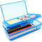 Double Layer Large Capacity Pencil Box, Plastic Translucent Hard Pencil Case with Snap-Tight Lid
