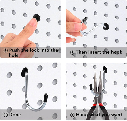 Pegboard Hook Locks, 60PCS, for Stopping Hooks from Falling Off, Black