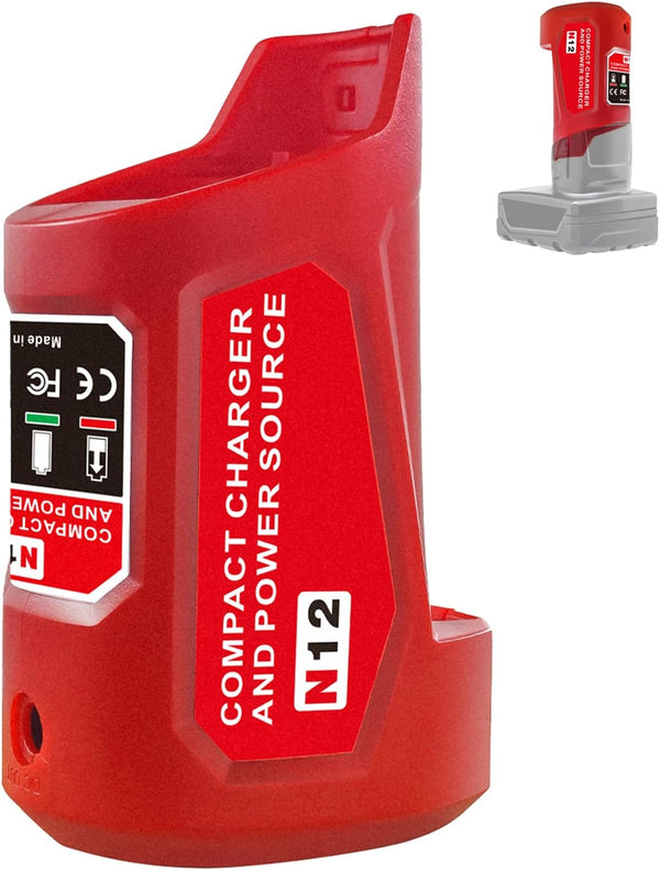 Milwaukee 12V M12 Battery Power Source Adapter, Power Wheel Charger Adapter with 12V DC Port for Heated Jacket