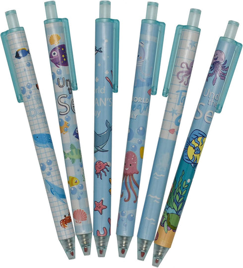 Maydahui 42 PCS Blue Sea Animal Gel Pens, Cute Kawaii Retractable Printing Pens for School Party Students
