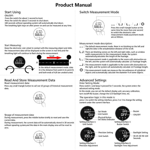 HomeMagician 324 Ft Electronic Digital Tape Measure with LCD Display, Rechargeable Smart Measuring Tool for Odd Shapes