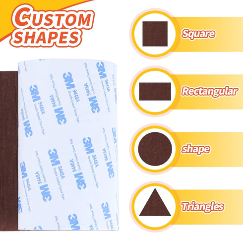 Felt Furniture Pads, Non Slip Self Adhesive Cuttable Felt Tape Brown Heavy Duty Roll for Protecting Floors