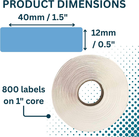 800 12mm 40mm (0.5" 1.5") Blank Blue Medical Syringe Labels - Write-On Medication Labels on Roll in Dispense Box. x x