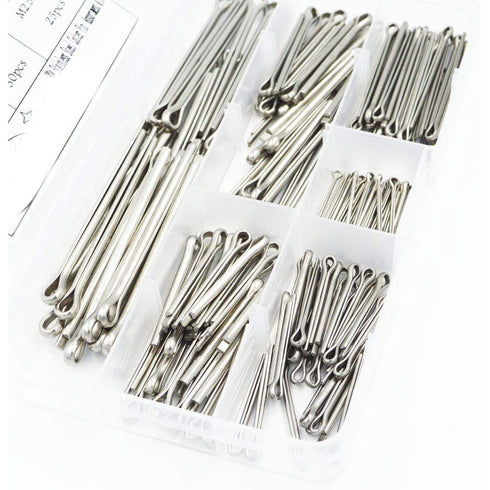 100pcs 304 Stainless Steel Cotter Pin Clip Key Fastener Assortment Kit for Automotive Mechanics and Small Engine Repair