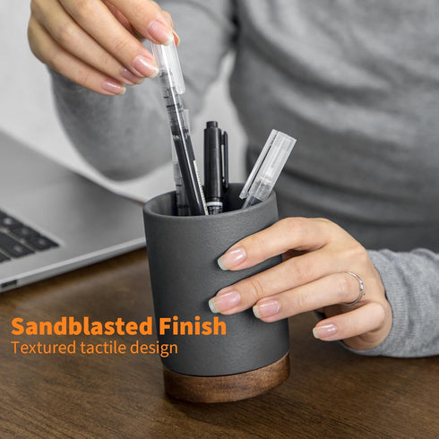 Set 2) Pen Holder for Desk, Ceramic Pencil Organizer & Makeup Brush Holder, Office Decor and Desk AccessoriesPerfect